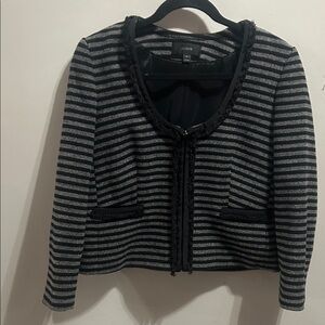 J. Crew Women's Black and Gray Striped Blazer